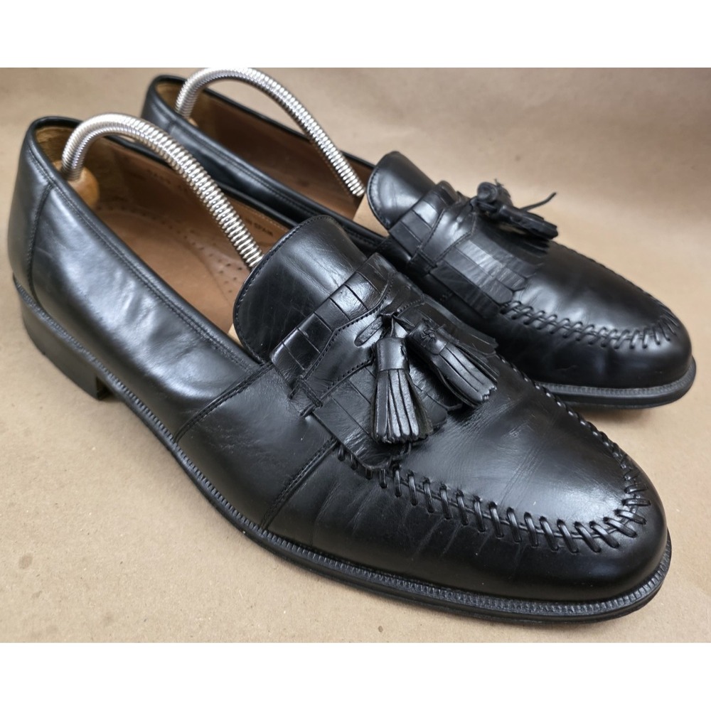 Magnanni (Sz 11 M) Black Kilted Tassel Loafers Men's Shoes Made In Spain